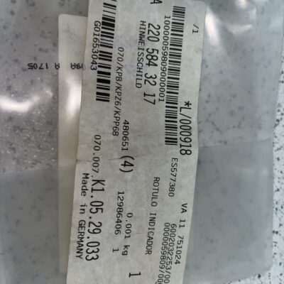 Etiqueta de informação Mercedes A2205843217